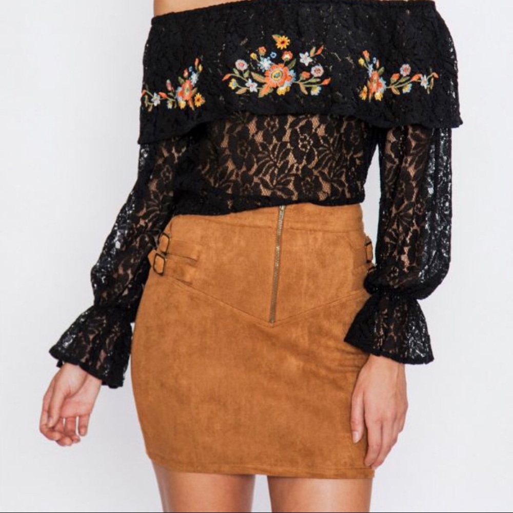 New* Tan Suede Mini Skirt